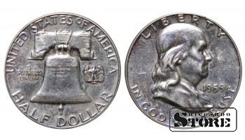 1959. gada ASV monēta, Sudrabs, Reti ½ dolāru KM# 199 #USA2504