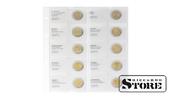 Illustrated sheet for placing 2 euro coins: from France 2017 to Luxembourg 2017.