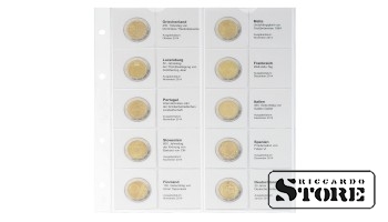 Ilustrēta karat lapa hronoloģiskai 2 eiro piemiņas monētu izvietošanai: Grieķija 2014. gada oktobris – Vācija 2015. gada janvāris.