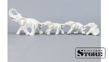 Набор фигурок Слоники, фарфор, Рига, Рижский фарфоровый завод, 50е годы, CSA895