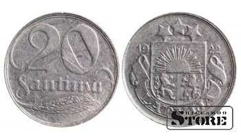 1922 Latvia Coin Nickel Coinage Rare Frist Republic 20 Santimu M#6 #LV1528