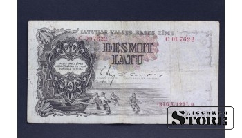 BANKNOTE , LATVIA, 10 LATI 1937 GADS - C007622