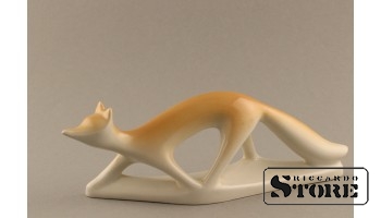 Статуэтка, Лиса , фарфор, Рига , Рижская фарфоровая фабрика, 60-е годы , 9 х 22 см