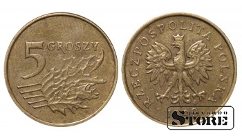 Польша, 5 грошей, 1999 год, Марганцево-латунный сплав