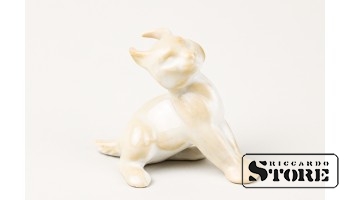 Статуэтка, Рысь , фарфор, Рига , Рижская фарфоровая фабрика, 50-е годы , 5 см