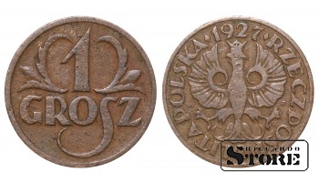 Польша 1 гроша, 1927. год, бронза