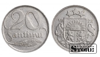 1922 Latvian Coin Nickel Coinage Rare First Republic 20 Santimu KM#5 #LV852