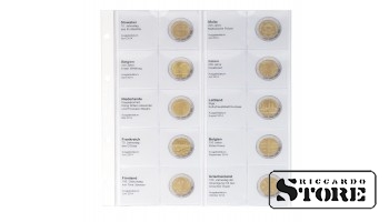 Illustrated karat sheet for chronological placement of 2 euro commemorative coins: Slovakia April 2014 – Greece October 2014.