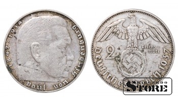 1937 SAKSAMAA (KOLMAS REICH), SILVER 2 REICHSMAR J - HAMBURG KM# 93 #G2121