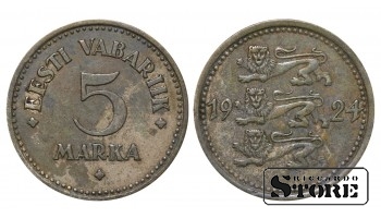 Эстония, 5 марок, 1924. год, Никелевая бронза