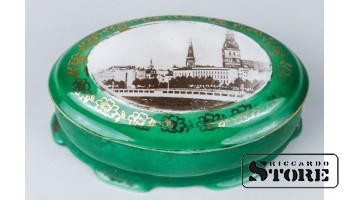 Фарфор , Шкатулка ,Рига, Рижская фарфоровая фабрика , 13 x 7 см