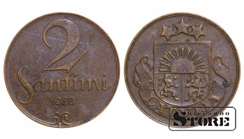 1928 Latvia Coin Bronze Coinage Rare 2 santimi KM# 2 #LV4416