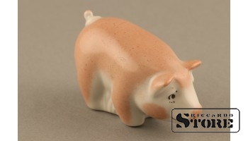 Статуэтка, Поросенок, фарфор, Рига, Рижская фарфоровая фабрика, 1970 г., 4.2 см