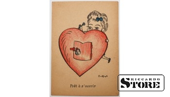 Винтажная открытка Сердце на замке. 20 в. #NT253