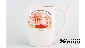 Кружка для минеральной воды с изображением Национальной оперы, фарфор, Рига, Рижская фарфоро-фаянсовая фабрика, 60е годы, второй сорт