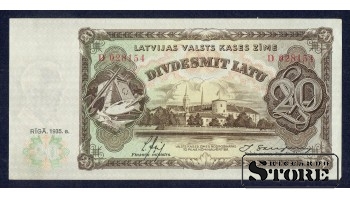 BANKNOTE, LATVIA, 20 Lati 1935 gads - D 028154 XF+