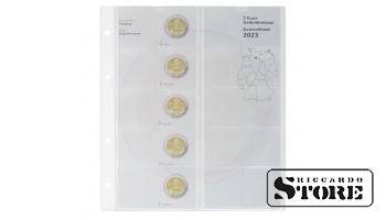 Illustrated karat sheet for the 2-euro commemorative coin “Hamburg 2023” from the series “German Federal States 2023–2038”.