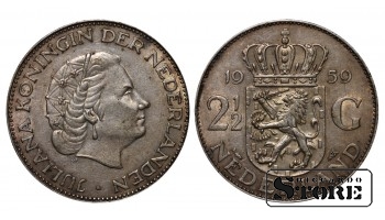 1959 Juliana Netherlands Coin Silver Coinage Rare 2½ gulden KM# 185 #NL3300