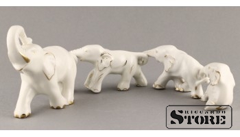 Figūriņas Ziloņi, Rīga, Rīgas porcelāna fabrika, 1950tie gadi, 4.5, 4.4, 4.4, 4.3 cm