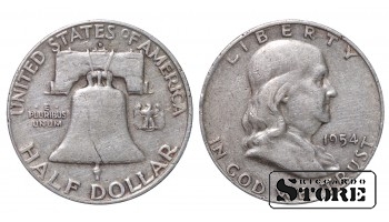 США, 1/2 доллара, 1954. год, серебро