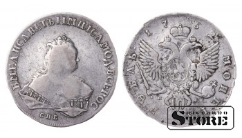 РОССИЙСКАЯ ИМПЕРИЯ Серебряный рубль "Елизавета (СПБ)" 1752 C # 19b.5