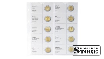 Illustrated karat sheet of the Multi Collect system for holding 2-euro coins: Germany January 2015 – France July 2015.