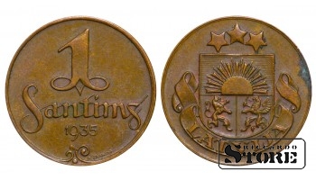 1935 Latvia Coin Bronze Coinage Rare 1 santims KM# 1 #LV4405