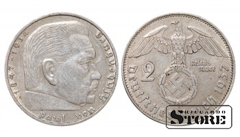 1937 ГЕРМАНИЯ (ТРЕТИЙ РЕЙХ), СЕРЕБРО 2 РЕЙХСМАРКИ А - БЕРЛИН KM# 93 #G2113
