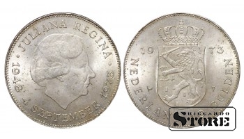 Нидерланды, 10 гульденов, 1973, серебро