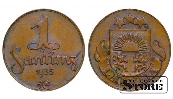 1935 Latvia Coin Bronze Coinage Rare 1 santims KM# 1 #LV4402