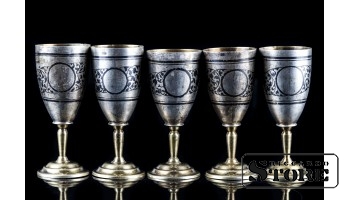 Набор серебряных бокалов, 875 проба, 145 г , СССР CSA757