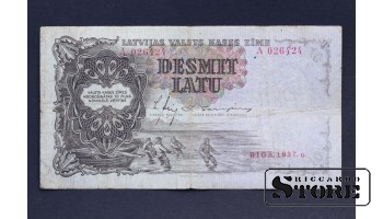 BANKNOTE , LATVIA, 10 LATI 1937 GADS - A 026424