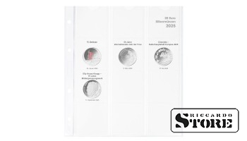 Illustrated karat sheet for storing German silver coins with a denomination of 20 euros from the year 2025.