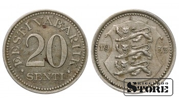 Эстония, 20 сентов, 1935. год, Никелевая бронза