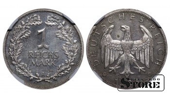 Vācija, 1 reihsmarks, 1925. gads, A (Berlīne), sudrabs, NGC PF 65