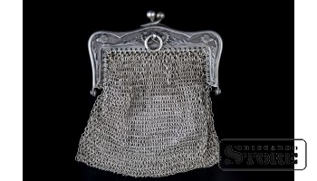 Серебряных плетёный кошелёк, 38 г , Европа