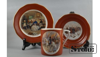 Tējas komplekts, porcelāns, Rīga, M.S. Kuzņecova fabrika, 1938.gads, autora darbs