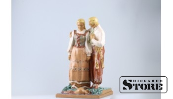 Статуэтка, Народная пара , Керамика , Литва, СССР, Каунасский комбинат "Дайле" , 34 см