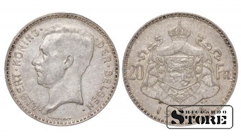 Бельгия, 20 франков, 1934, серебро