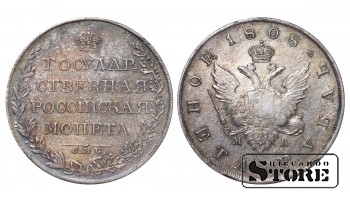 Российская империя, 1 рубль М К, 1808, серебро