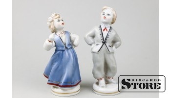 Статуэтка, Танцоры, фарфор, Рига ,Рижская фарфоровая фабрика, 50-е годы, 13см
