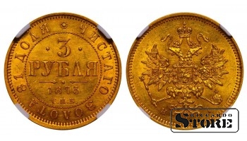 Russian Empire, 3 Roubles, 1873, SPB-NI, gold, NGC UNC DETAILS (R)