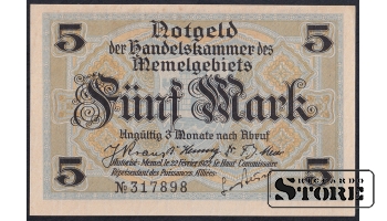 Memel, 5 Mark, 1922, aUNC