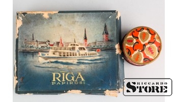 Коробочки от папирос "Рига" и от пудры, картон, СССР/Латвия