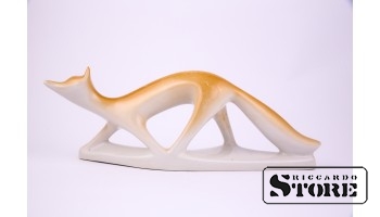 Статуэтка, Лиса , фарфор, Рига , Рижская фарфоровая фабрика, 60-е годы , 9 х 22 см