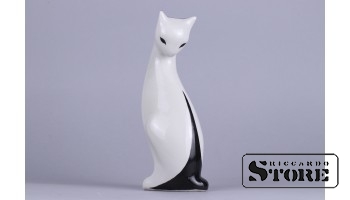 Статуэтка, Кот Арт-Деко , фарфор, Рига , Рижская фарфоровая фабрика,60-е годы , 21.5 См , 1-ЫЙ СОРТ