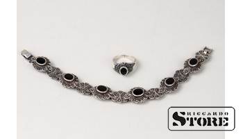 Серебряное кольцо и браслет , 39 g