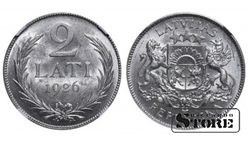 Latvia 2 Lati 1926 NGC MS 62 (8582799-016)