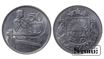 1922. gada Latvijas monēta, Niķelis 50 santīmi  KM# 6 #LV4117