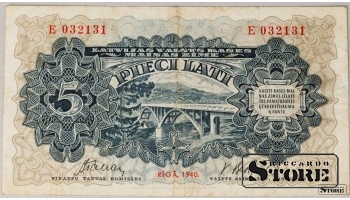 Latvija, 5 lats, 1940 m., VF, E 032131